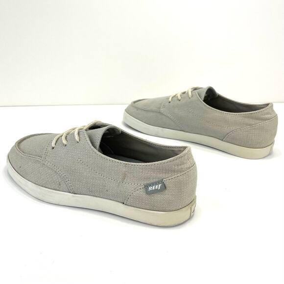 Reef Deckhand 2 TX Women Sneaker Sz 8 Gray/Ocean Canvas Comfort Lace-Tie Low Top - Picture 1 of 14